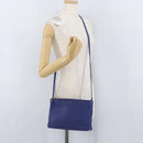 CELINE Trio Shoulder Bag Leather Blue Gold Auth ep13474-23