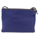 CELINE Trio Shoulder Bag Leather Blue Gold Auth ep13474-2