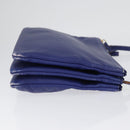 CELINE Trio Shoulder Bag Leather Blue Gold Auth ep13474-3