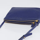 CELINE Trio Shoulder Bag Leather Blue Gold Auth ep13474-6