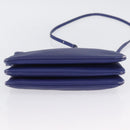 CELINE Trio Shoulder Bag Leather Blue Gold Auth ep13474-5