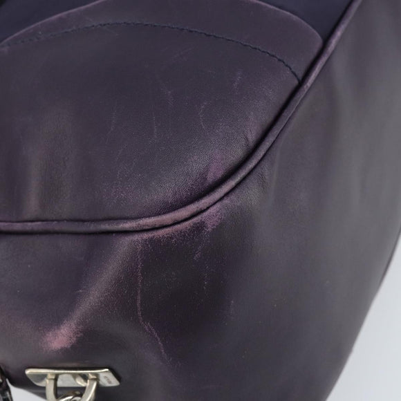 PRADA Boston Bag Nylon Purple Silver Auth ep13475