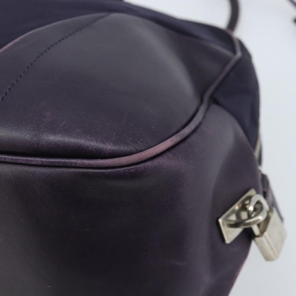PRADA Boston Bag Nylon Purple Silver Auth ep13475