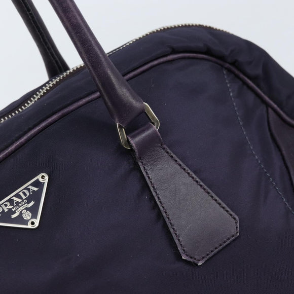 PRADA Boston Bag Nylon Purple Silver Auth ep13475