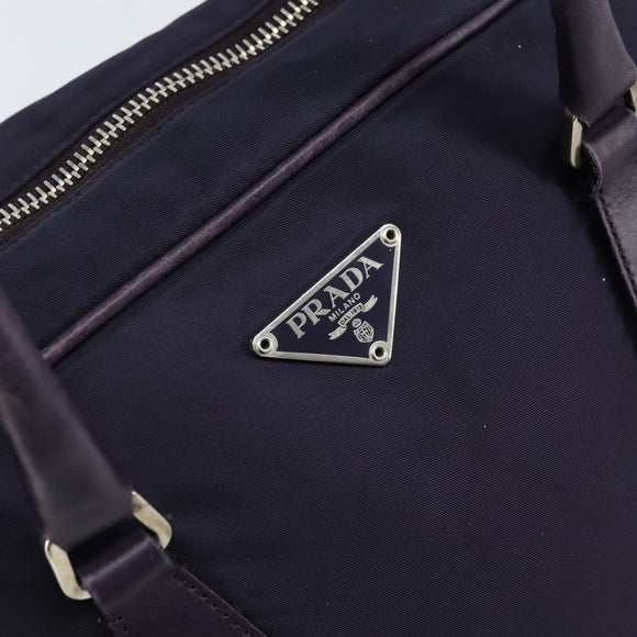 PRADA Boston Bag Nylon Purple Silver Auth ep13475
