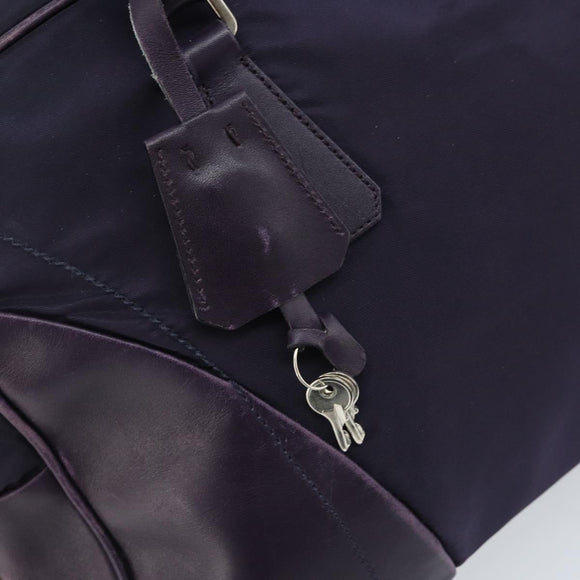 PRADA Boston Bag Nylon Purple Silver Auth ep13475