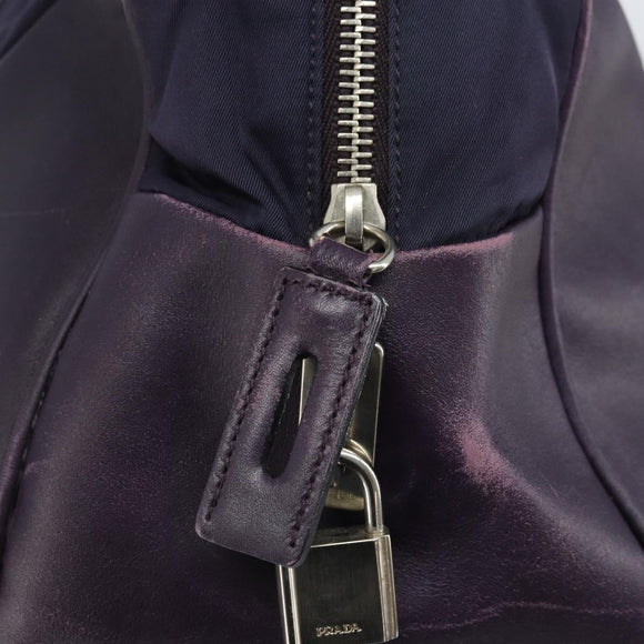 PRADA Boston Bag Nylon Purple Silver Auth ep13475