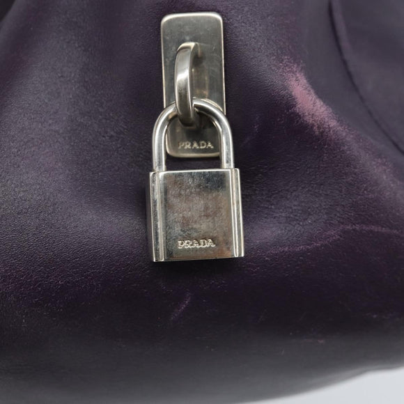 PRADA Boston Bag Nylon Purple Silver Auth ep13475