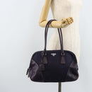 PRADA Boston Bag Nylon Purple Silver Auth ep13475-26