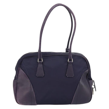 PRADA Boston Bag Nylon Purple Silver Auth ep13475 - 0