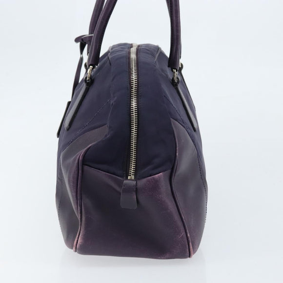 PRADA Boston Bag Nylon Purple Silver Auth ep13475