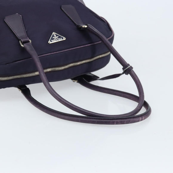 PRADA Boston Bag Nylon Purple Silver Auth ep13475