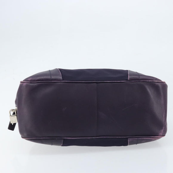 PRADA Boston Bag Nylon Purple Silver Auth ep13475
