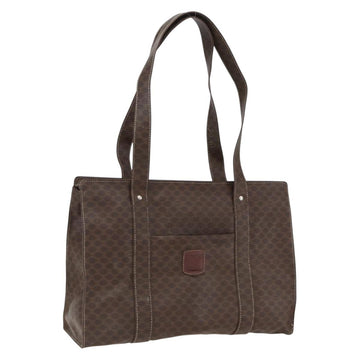 CELINE Macadam Canvas Tote Bag PVC Leather Brown Gold Auth ep13478