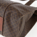 CELINE Macadam Canvas Tote Bag PVC Leather Brown Gold Auth ep13478-16