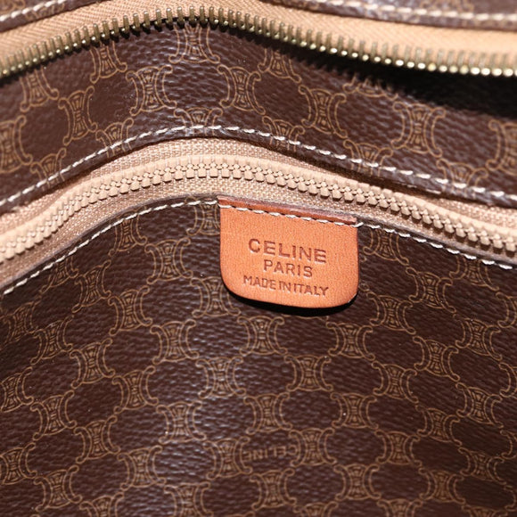 CELINE Macadam Canvas Tote Bag PVC Leather Brown Gold Auth ep13478
