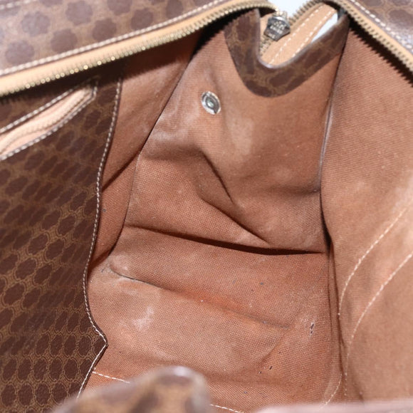 CELINE Macadam Canvas Tote Bag PVC Leather Brown Gold Auth ep13478