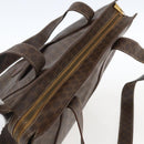 CELINE Macadam Canvas Tote Bag PVC Leather Brown Gold Auth ep13478-6