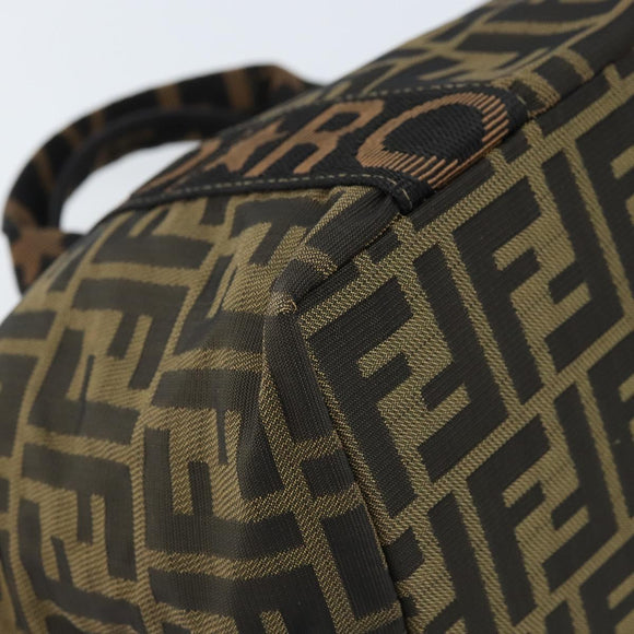FENDI Zucca Canvas Hand Bag Brown Black Auth ep13479