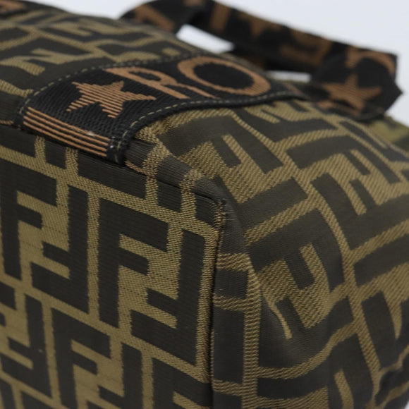 FENDI Zucca Canvas Hand Bag Brown Black Auth ep13479