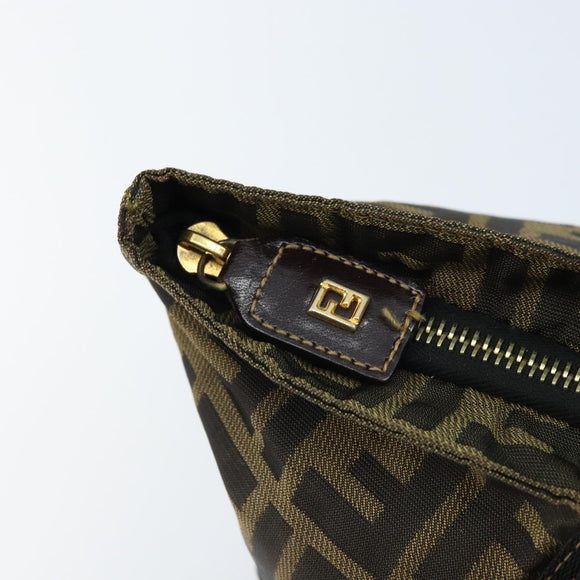 FENDI Zucca Canvas Hand Bag Brown Black Auth ep13479