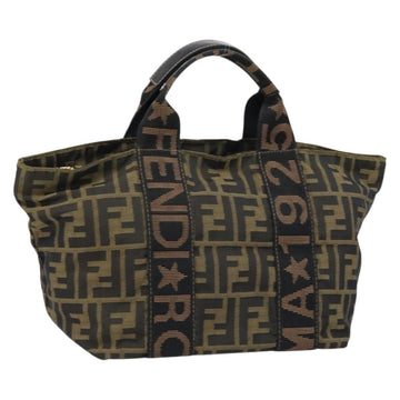 FENDI Zucca Canvas Hand Bag Brown Black Auth ep13479
