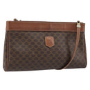 CELINE Macadam Canvas Shoulder Bag PVC Leather Brown Gold Auth ep13480-1