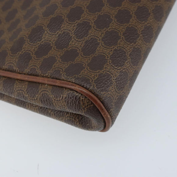 CELINE Macadam Canvas Shoulder Bag PVC Leather Brown Gold Auth ep13480