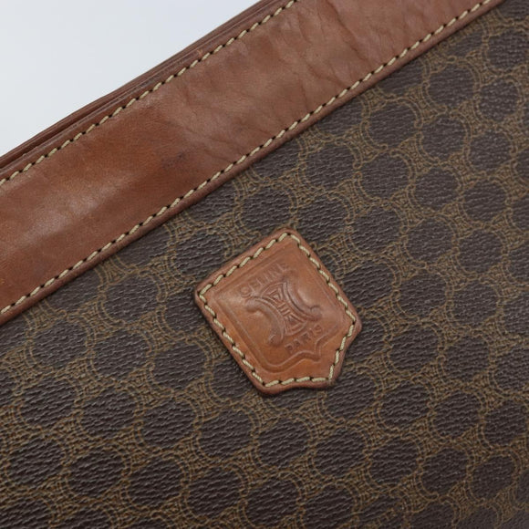 CELINE Macadam Canvas Shoulder Bag PVC Leather Brown Gold Auth ep13480