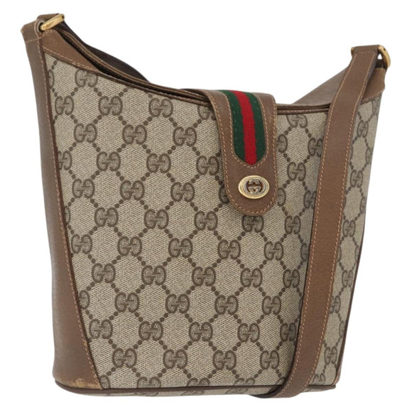 GUCCI GG Supreme Web Sherry Line Bag PVC Beige Gold 904 02 081 Auth ep13481