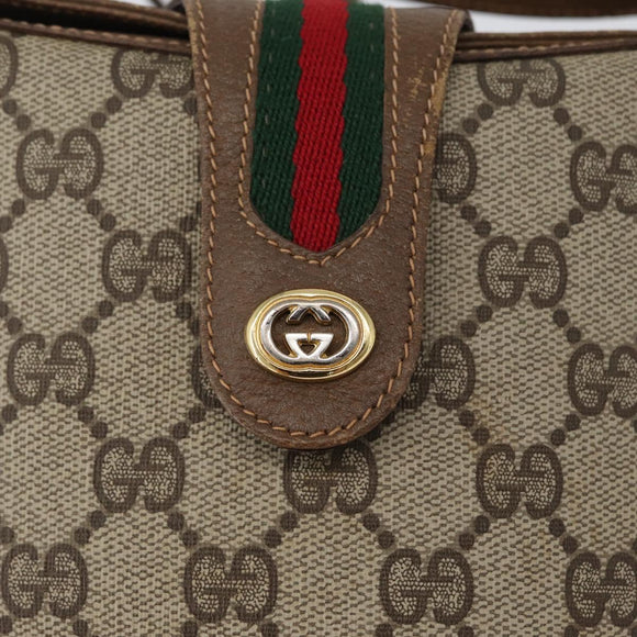 GUCCI GG Supreme Web Sherry Line Bag PVC Beige Gold 904 02 081 Auth ep13481