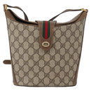 GUCCI GG Supreme Web Sherry Line Bag PVC Beige Gold 904 02 081 Auth ep13481-13