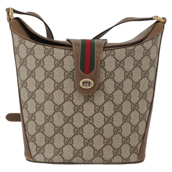 GUCCI GG Supreme Web Sherry Line Bag PVC Beige Gold 904 02 081 Auth ep13481