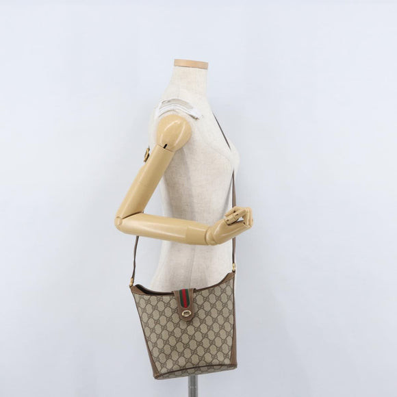 GUCCI GG Supreme Web Sherry Line Bag PVC Beige Gold 904 02 081 Auth ep13481