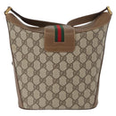 GUCCI GG Supreme Web Sherry Line Bag PVC Beige Gold 904 02 081 Auth ep13481-2