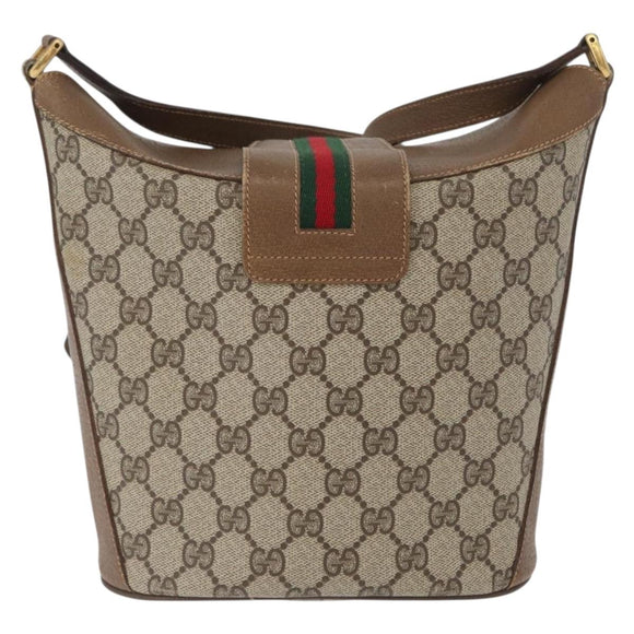 GUCCI GG Supreme Web Sherry Line Bag PVC Beige Gold 904 02 081 Auth ep13481