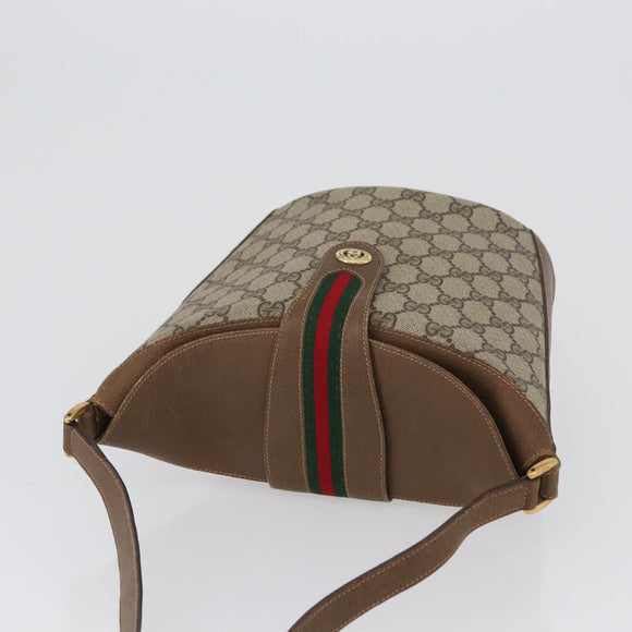 GUCCI GG Supreme Web Sherry Line Bag PVC Beige Gold 904 02 081 Auth ep13481