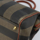 FENDI Pecan Canvas Hand Bag Black Brown Auth ep13483-9