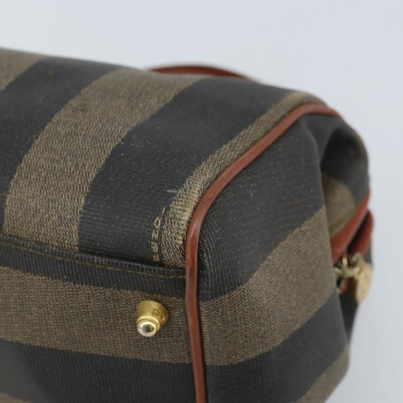 FENDI Pecan Canvas Hand Bag Black Brown Auth ep13483