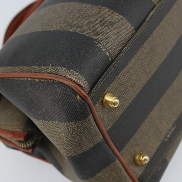FENDI Pecan Canvas Hand Bag Black Brown Auth ep13483