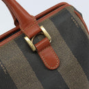 FENDI Pecan Canvas Hand Bag Black Brown Auth ep13483-17