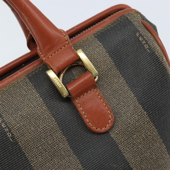 FENDI Pecan Canvas Hand Bag Black Brown Auth ep13483