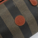 FENDI Pecan Canvas Hand Bag Black Brown Auth ep13483-18