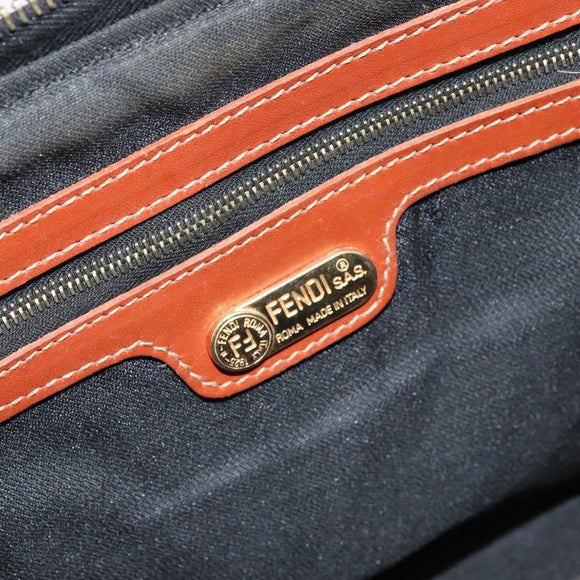 FENDI Pecan Canvas Hand Bag Black Brown Auth ep13483