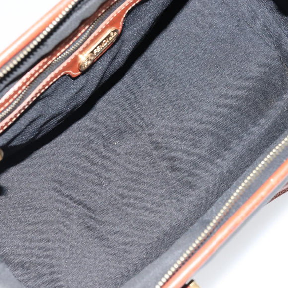 FENDI Pecan Canvas Hand Bag Black Brown Auth ep13483
