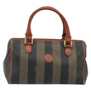 FENDI Pecan Canvas Hand Bag Black Brown Auth ep13483-13