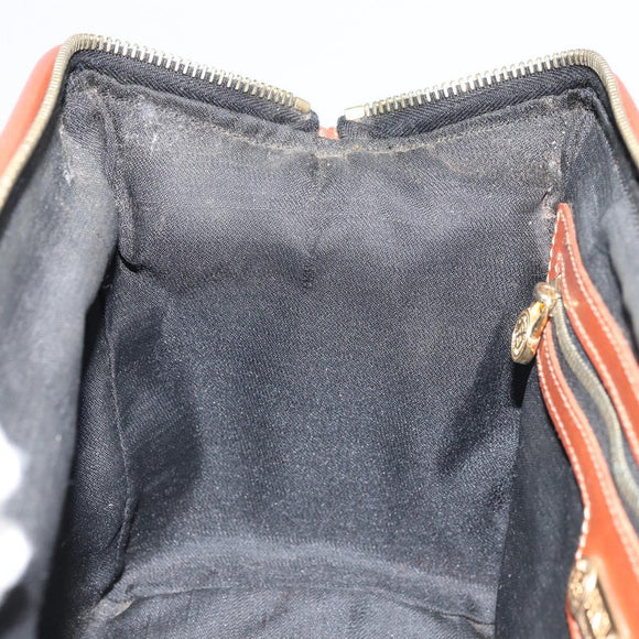 FENDI Pecan Canvas Hand Bag Black Brown Auth ep13483