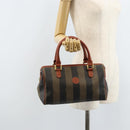 FENDI Pecan Canvas Hand Bag Black Brown Auth ep13483-24