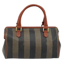 FENDI Pecan Canvas Hand Bag Black Brown Auth ep13483-2