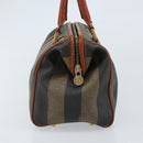 FENDI Pecan Canvas Hand Bag Black Brown Auth ep13483-3